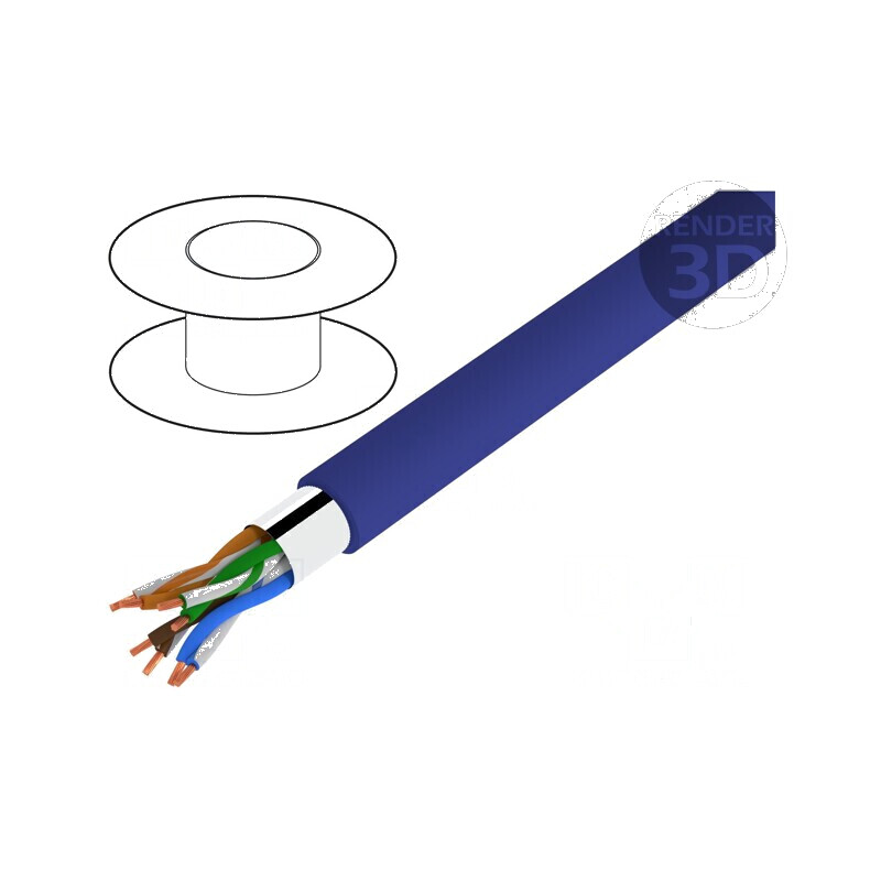 Cablu F/UTP 4x2x26AWG 5e litat CCA PVC albastru 100m pentru rețele de internet | Electronic-mag.ro | Componente Electronice