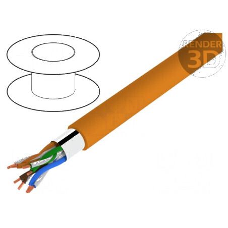 Cablu F/UTP 5e 4x2x26AWG Litat CCA PVC Portocalie 100m | Electronic-mag.ro | Componente Electronice