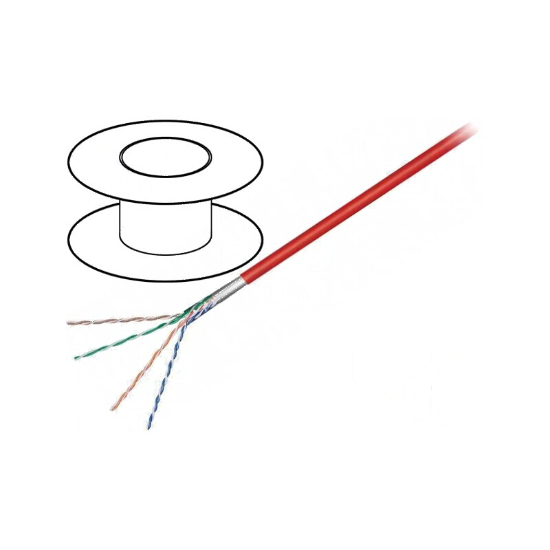Cablu F/UTP 4x2x26AWG 5e litat CCA PVC roșu 100m - Cabluri de rețea pentru conexiuni rapide | Electronic-mag.ro | Componente Electronice Cablu F/UTP 4x2x26AWG 5e litat CCA PVC roșu 100m - Cabluri de rețea pentru conexiuni rapide | Electronic-mag.ro | Componente Electronice