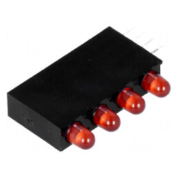 LED 3mm 4 diodă roșie 20mA 80° 1,5÷2,4V în carcasă | Electronic-mag.ro | Componente Electronice