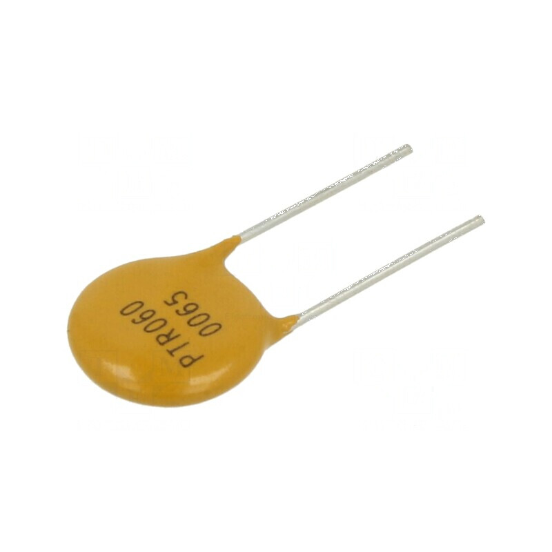 Siguranţă polimerică PTC 650mA Imax 40A THT PTR060V - pungă de protecţie electrică | Electronic-mag.ro | Componente Electronice