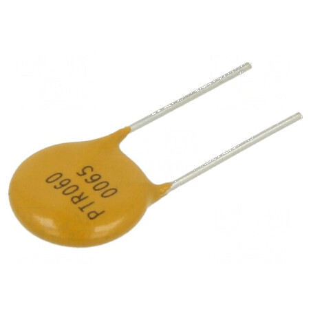 Siguranţă polimerică PTC 650mA Imax 40A THT PTR060V - pungă de protecţie electrică | Electronic-mag.ro | Componente Electronice
