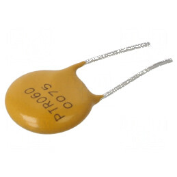 Siguranţă polimerică PTC 750mA Imax 40A THT PTR060V - Pungă de protecţie electrică | Electronic-mag.ro | Componente Electronice