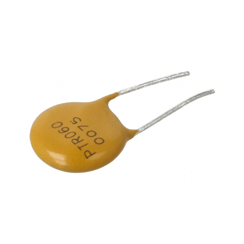 Siguranţă polimerică PTC 750mA Imax 40A THT PTR060V - Pungă de protecţie electrică | Electronic-mag.ro | Componente Electronice