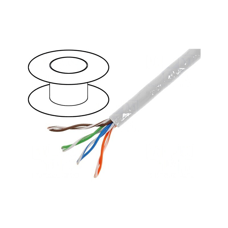 Cablu U/UTP 4x2x26AWG 5e litat CCA PVC gri, 100m, Øcablu 5mm | Electronic-mag.ro | Componente Electronice Cablu U/UTP 4x2x26AWG 5e litat CCA PVC gri, 100m, Øcablu 5mm | Electronic-mag.ro | Componente Electronice