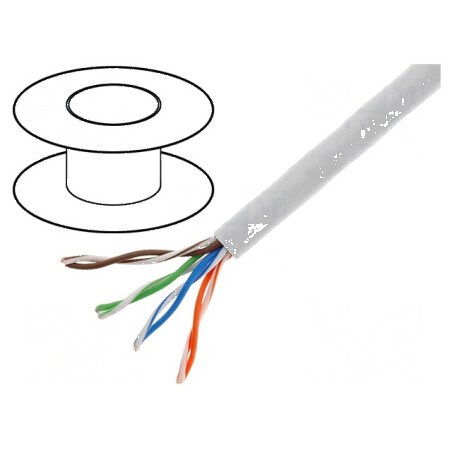 Cablu U/UTP 4x2x26AWG 5e litat CCA PVC gri, 100m, Øcablu 5mm | Electronic-mag.ro | Componente Electronice