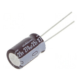 Condensator electrolitic low ESR THT 270uF 25VDC Ø10x16mm pentru circuite electronice | Electronic-mag.ro | Componente Electronice