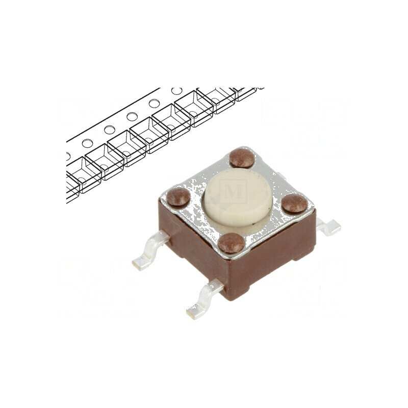Microîntrerupător TACT SPST-NO 0,05A/24VDC SMT Poz: 2 Fără | Electronic-mag.ro | Componente Electronice