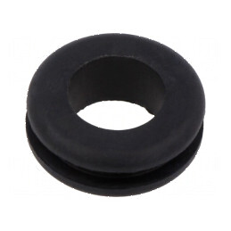 Manșon negru Ø 18mm pentru orificiu Ø 12mm, grosime panou max. 3mm | Electronic-mag.ro | Componente Electronice