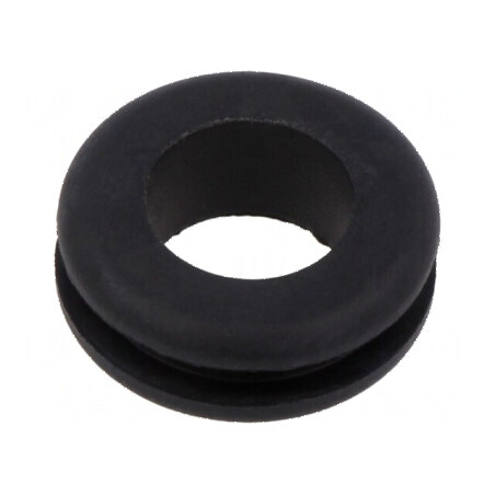 Manșon negru Ø 18mm pentru orificiu Ø 12mm, grosime panou max. 3mm | Electronic-mag.ro | Componente Electronice