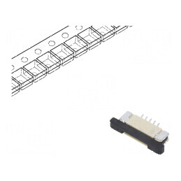 Conector FFC/FPC 5 PIN F52Q cu contacte superioare ZIF SMT 50V | Electronic-mag.ro | Componente Electronice