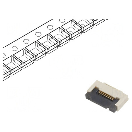 Conector FFC/FPC orizontal 8 pini ZIF SMT 50V 0,4A -25÷85°C | Electronic-mag.ro | Componente Electronice
