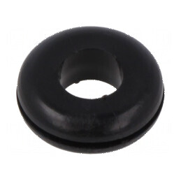 Manșon negru pentru montaj Ø 14mm, Ø orificiu 8mm, grosime panou max. 1mm | Electronic-mag.ro | Componente Electronice
