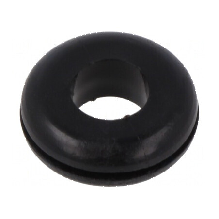 Manșon negru pentru montaj Ø 14mm, Ø orificiu 8mm, grosime panou max. 1mm | Electronic-mag.ro | Componente Electronice