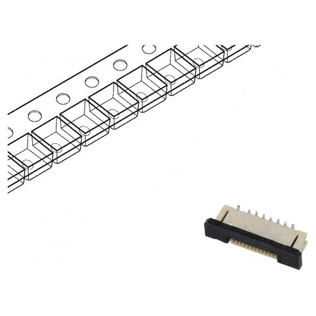 Conector FFC/FPC vertical ZIF SMT 12 pini 30V 0,5A cositorit | Electronic-mag.ro | Componente Electronice