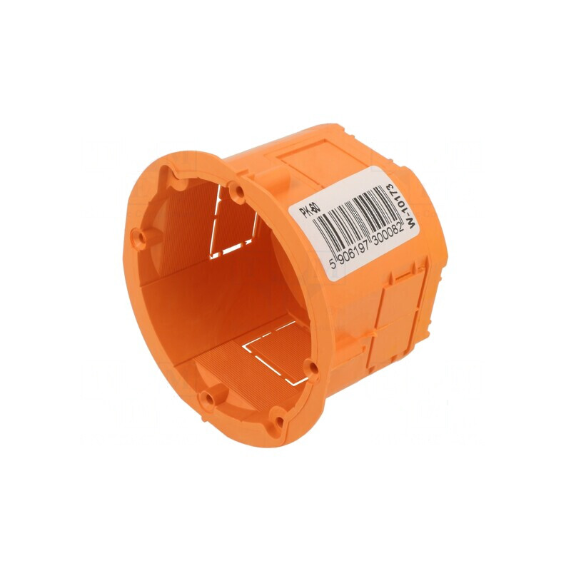 Carcasă doză electrică portocalie Ø 60mm Z 45mm pentru montaj în perete | Electronic-mag.ro | Componente Electronice