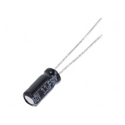 Condensator electrolitic THT 3,3uF 50VDC Ø5x11mm, Raster 2mm | Electronic-mag.ro | Componente Electronice