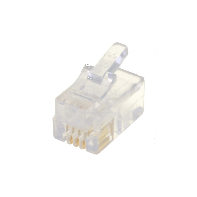 Conector RJ9 4p4c cu mufă PIN 4, cablu IDC, crimpat | Electronic-mag.ro | Componente Electronice
