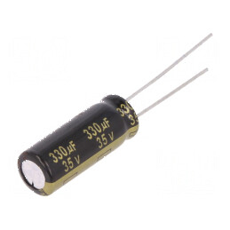 Condensator electrolitic low ESR THT 330uF 35VDC Ø8x20mm - Componentă electronică de înaltă performanță | Electronic-mag.ro | Componente Electronice