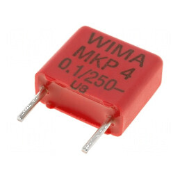 Condensator polipropilenă 100nF 4,5x9,5x10,3mm THT ±10% | Electronic-mag.ro | Componente Electronice