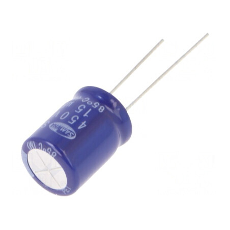 Condensator electrolitic THT 15uF 450VDC Ø12,5mm x 16mm ±20% | Electronic-mag.ro | Componente Electronice