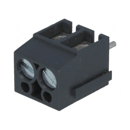 Regletă de conexiuni PCB unghi 90° 5mm 2 piste 24A | Electronic-mag.ro | Componente Electronice