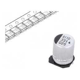 Condensator electrolitic SMD 330uF 25V 8x10,5mm 5000h | Electronic-mag.ro | Componente Electronice