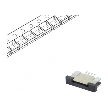 Conector FFC/FPC orizontal 4 PIN ZIF SMT cositorit 30mΩ | Electronic-mag.ro | Componente Electronice