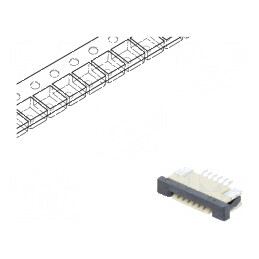 Conector FFC/FPC Orizontal 6 PIN ZIF SMT 30mΩ | Electronic-mag.ro | Componente Electronice