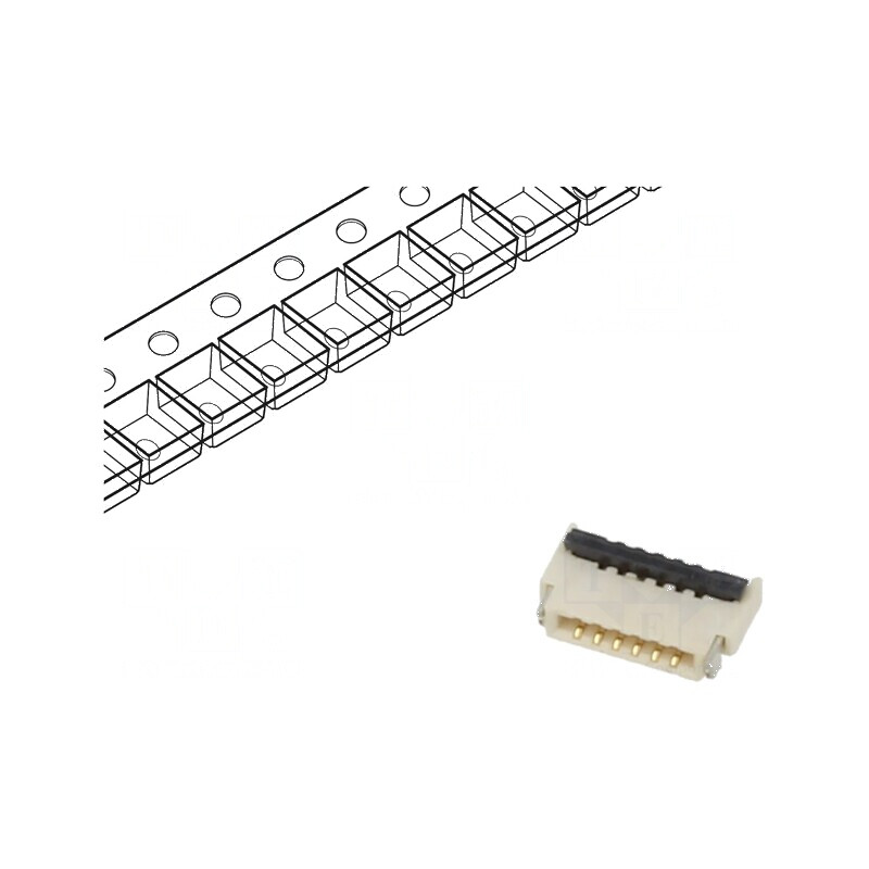 Conector FFC/FPC Orizontal 6 PIN ZIF SMT 30V 0,4A | Electronic-mag.ro | Componente Electronice