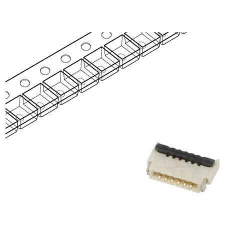 Conector FFC/FPC Orizontal 6 PIN ZIF SMT 30V 0,4A | Electronic-mag.ro | Componente Electronice