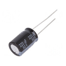 Condensator electrolitic low ESR THT 220uF 50VDC 10x16mm | Electronic-mag.ro | Componente Electronice