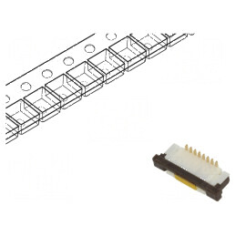 Conector FFC/FPC vertical 8 pini ZIF SMT 125V 1A gold flash | Electronic-mag.ro | Componente Electronice