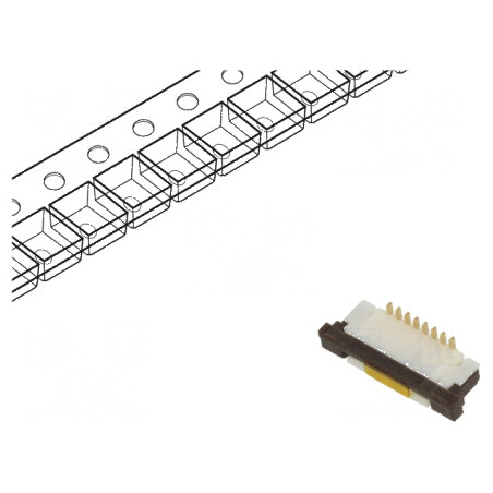 Conector FFC/FPC vertical 8 pini ZIF SMT 125V 1A gold flash | Electronic-mag.ro | Componente Electronice