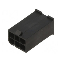MiniFitJr 6Ckt Plug Negru Fără Urechi V0 | Electronic-mag.ro | Componente Electronice