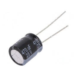 Condensator electrolitic low ESR THT 470uF 25VDC Ø10x12,5mm | Electronic-mag.ro | Componente Electronice