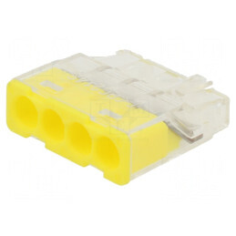 Bornă cu arc 2,5mm² 450V 24A galbenă cu eliberare rapidă | Electronic-mag.ro | Componente Electronice