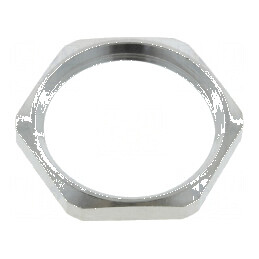 Piuliță PG13,5 din alamă nichelată, 3mm grosime, cheie 23mm, filet PG | Electronic-mag.ro | Componente Electronice