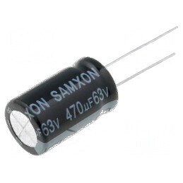 Condensator electrolitic THT 470uF 63VDC Ø12,5x20mm ±20% | Electronic-mag.ro | Componente Electronice