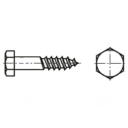 Şurub pentru lemn 10x50 mm cu cap hexagonal, oţel zincat, BN 968 | Electronic-mag.ro | Componente Electronice