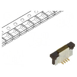 Conector FFC/FPC vertical 4 PIN ZIF SMT 125V 1A gold flash | Electronic-mag.ro | Componente Electronice