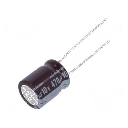 Condensator electrolitic low ESR 470uF 10VDC THT Ø10x12,5mm | Electronic-mag.ro | Componente Electronice