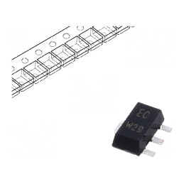 Tranzistor NPN bipolar Darlington 60V 0,5A 1,3W SC62 SOT89 | Electronic-mag.ro | Componente Electronice