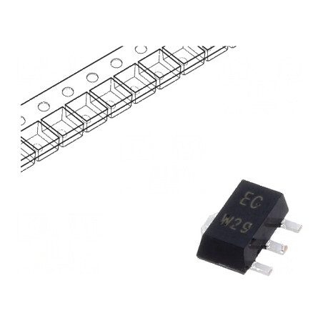 Tranzistor NPN bipolar Darlington 60V 0,5A 1,3W SC62 SOT89 | Electronic-mag.ro | Componente Electronice