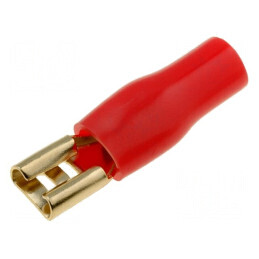 Terminal plat 4,8mm aurit roșu mamă izolată | Electronic-mag.ro | Componente Electronice