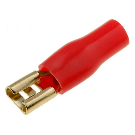 Terminal plat 4,8mm aurit roșu mamă izolată | Electronic-mag.ro | Componente Electronice
