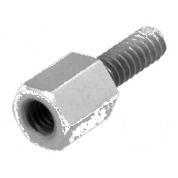 Piuliță distanțieră filetată 6mm M3 alamă nichel | Electronic-mag.ro | Componente Electronice