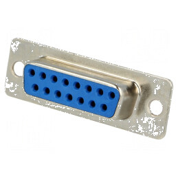Mufă mamă D-Sub 15 pini pe cablu lipire 5A Gold Flash | Electronic-mag.ro | Componente Electronice