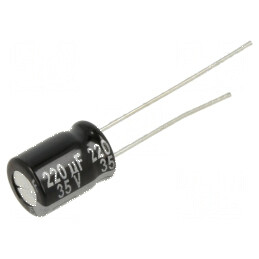 Condensator electrolitic THT 220uF 35VDC Ø8x11,5mm ±20% NHG | Electronic-mag.ro | Componente Electronice