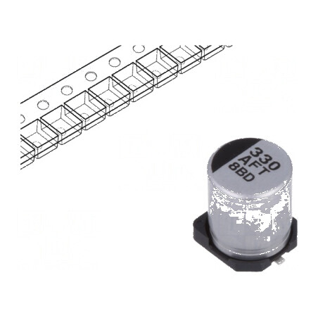 Condensator electrolitic low ESR SMD 330uF 10VDC Ø6,3x7,7mm | Electronic-mag.ro | Componente Electronice